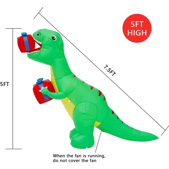 5Ft Christmas Inflatables Outdoor Decorations, Christmas  5FT Christmas Inflatable Dinosaur Indoor/Outdoor Inflatable Decoration, Lights